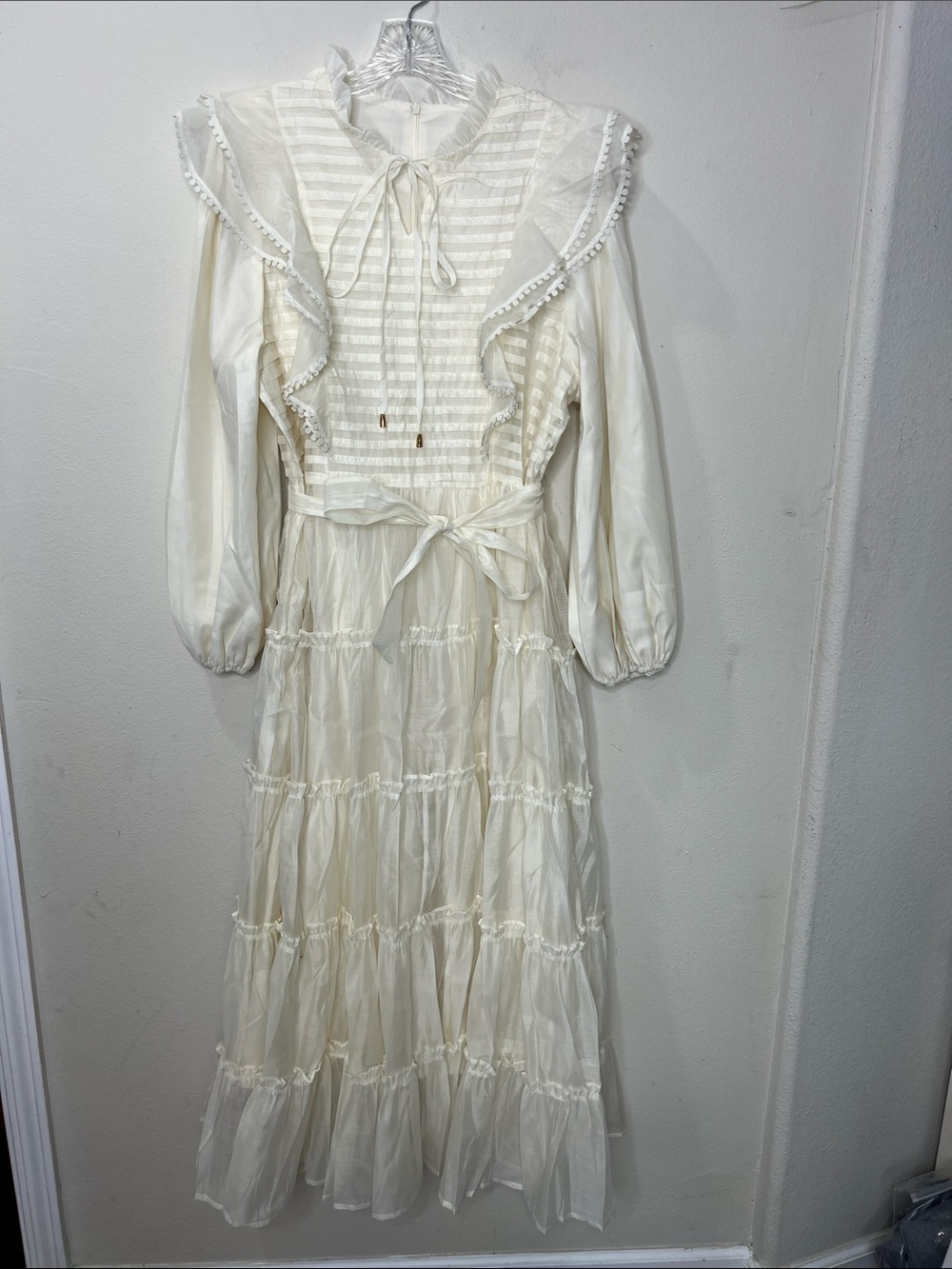 Women’s Cream Ruffled Maxi Dress